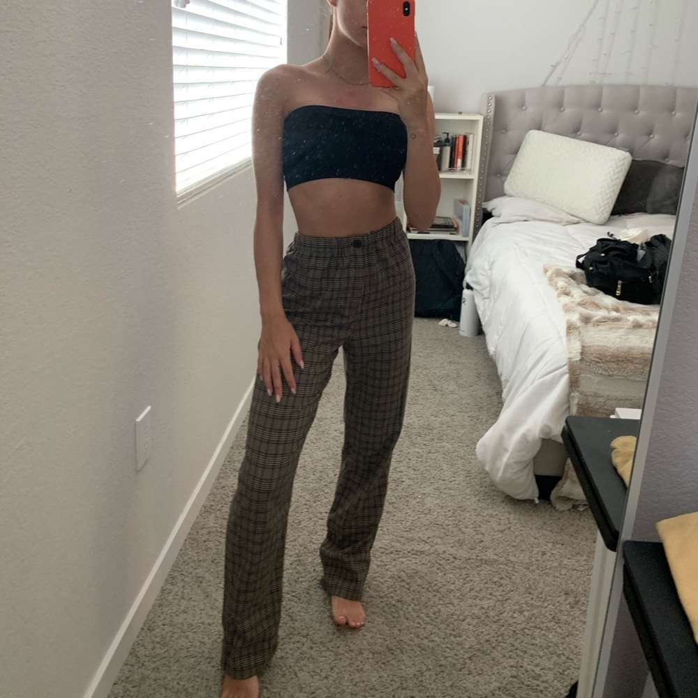 Brandy Melville Khaki Plaid Pants